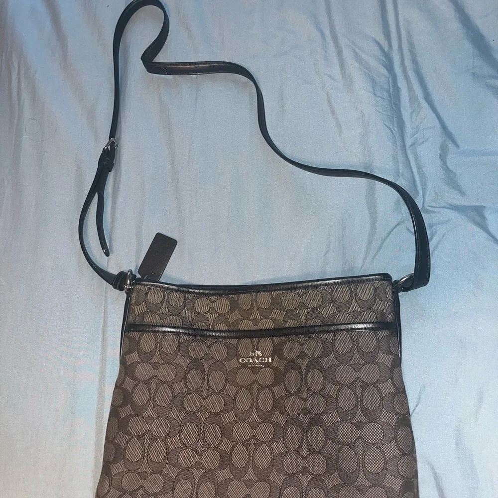 Coach Brown Signature Crossbody with Leather Trim